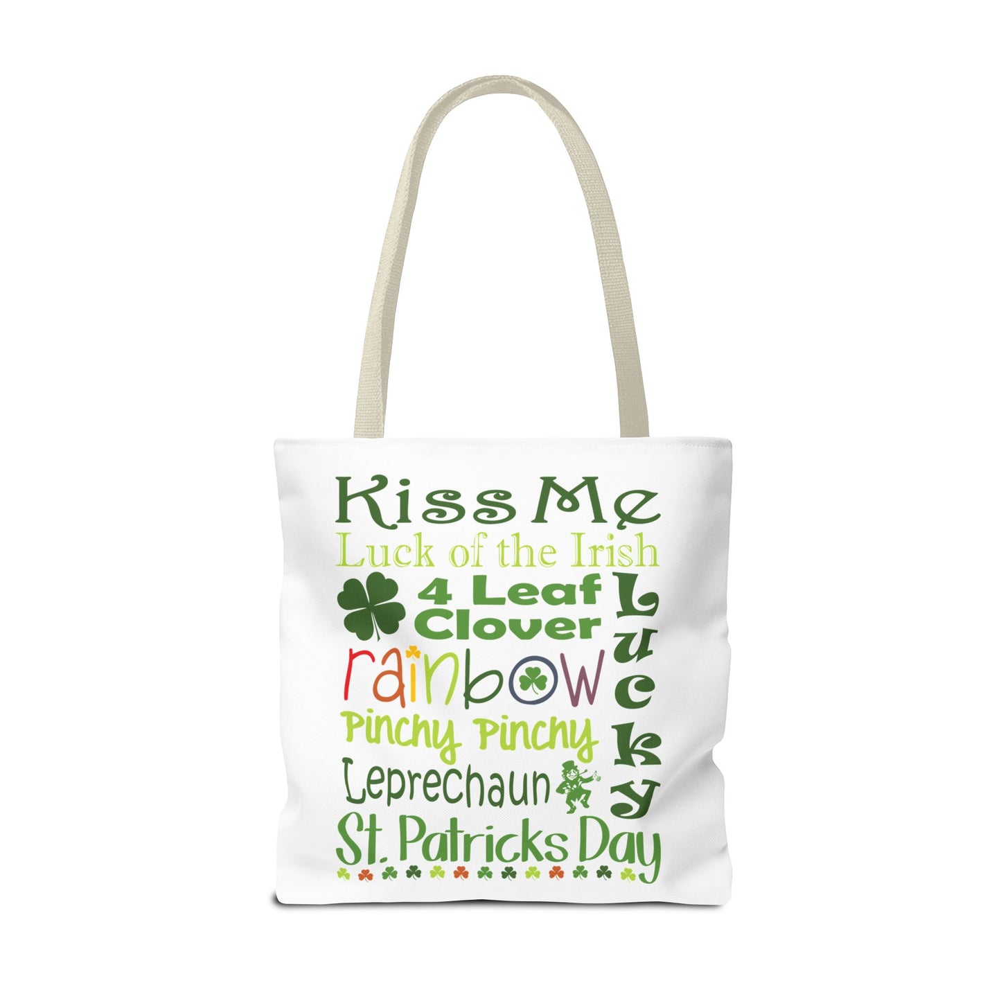 St. Patrick's Word Riot White Tote Bag — Bold Typographic Holiday Tote - 3 Sizes