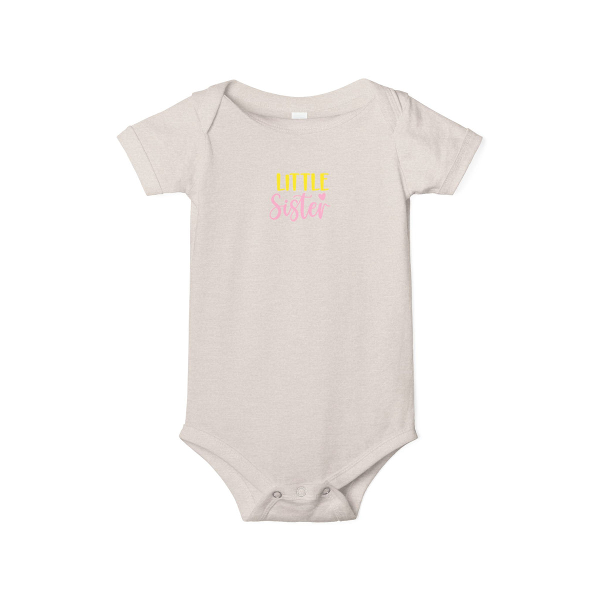 Little Sister Infant One-Piece Bodysuit – Pink & Yellow Baby Gift