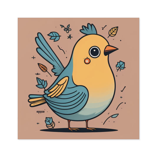 Plump Bird Sticker Square Stickers, Indoor\Outdoor