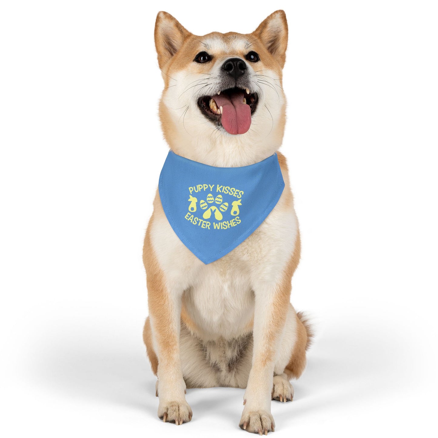 Yellow on Blue Easter-Themed Pet Bandana Collar