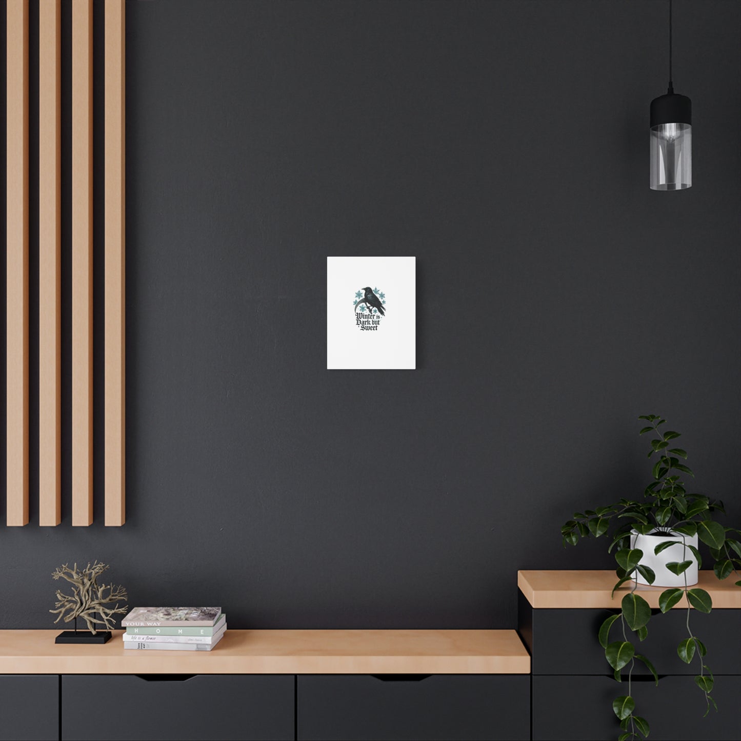 Raven Winter Canvas Art — “Winter is Dark but Sweet” Stretched Matte Print