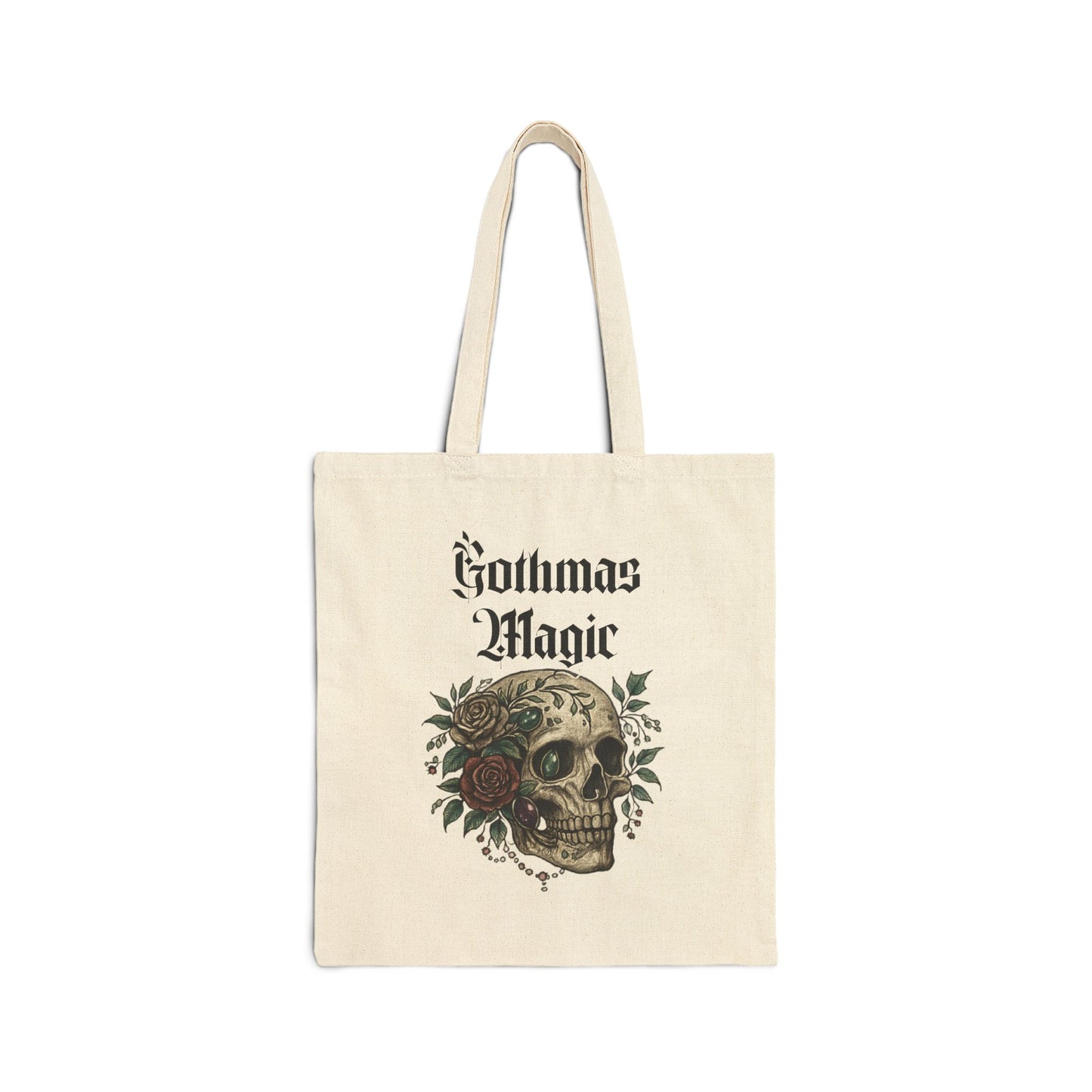 Gothmas Magic Tote Bag — Gothic Skull Holiday Canvas Tote