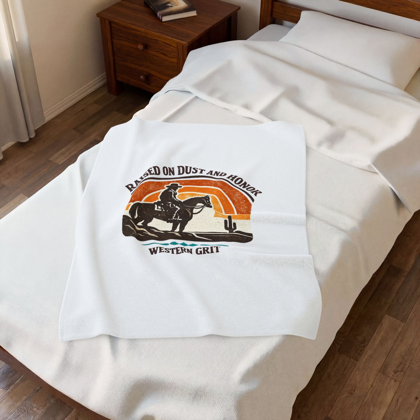 Raised on Dust and Honor Velveteen Plush Blanket | Western, Cowboy, Vintage Americana