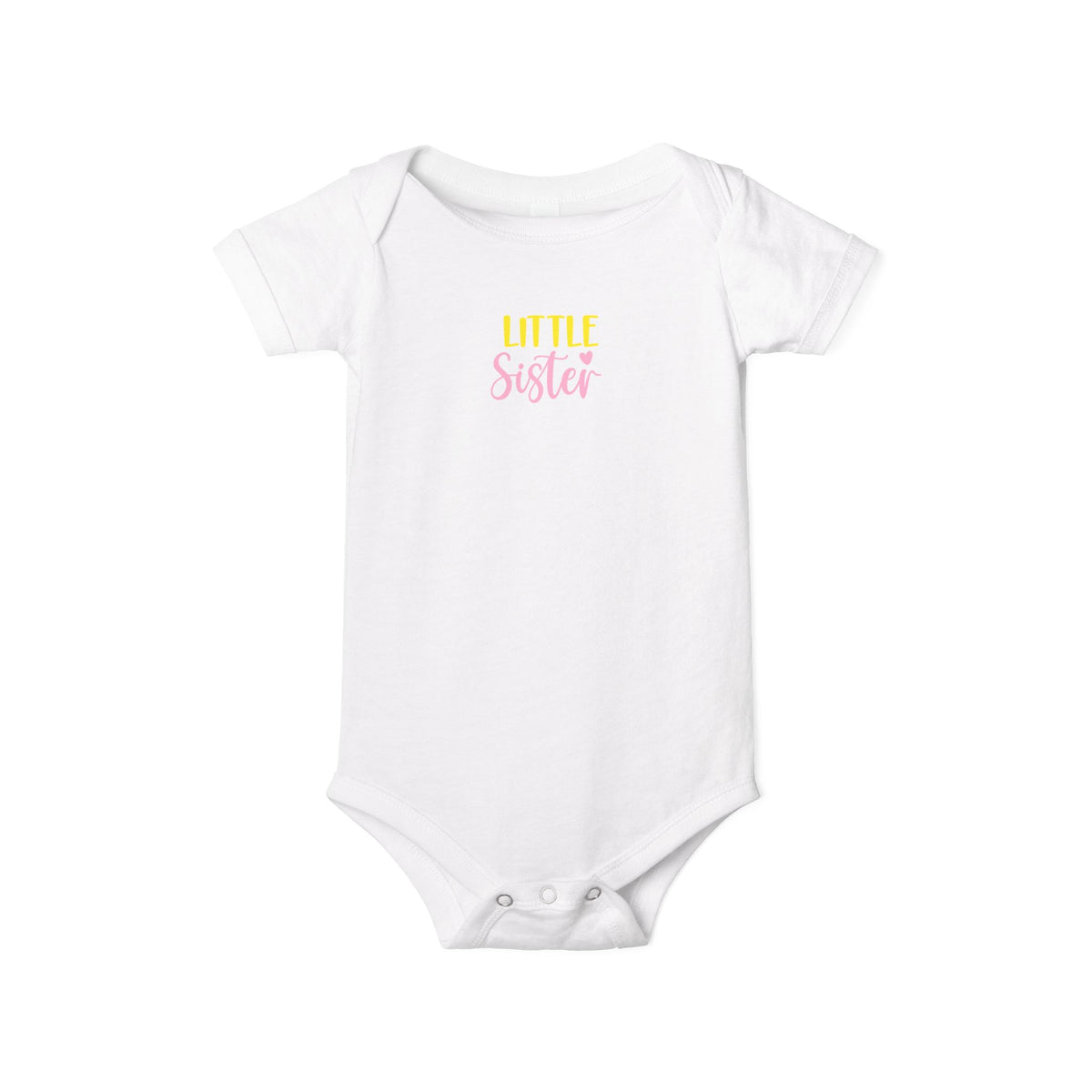 Little Sister Infant One-Piece Bodysuit – Pink & Yellow Baby Gift