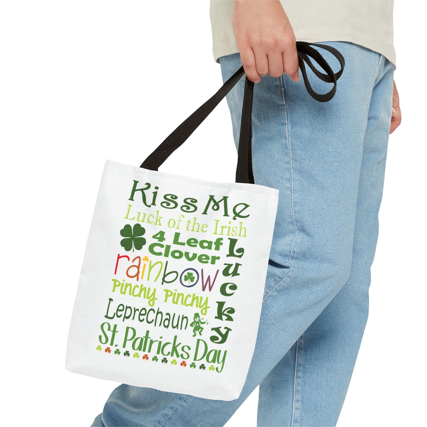 St. Patrick's Word Riot White Tote Bag — Bold Typographic Holiday Tote - 3 Sizes