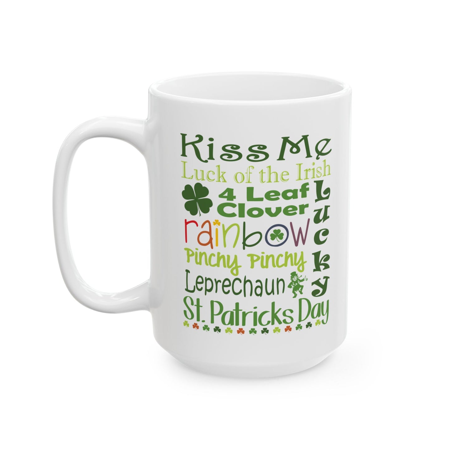 St. Patrick's Day Word Cloud Riot White Ceramic Mug — 11oz & 15oz