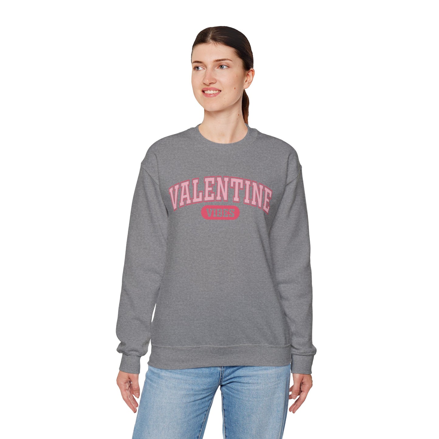 Valentine Vibes Varsity Crewneck Sweatshirt | Valentine's Day retro lettering
