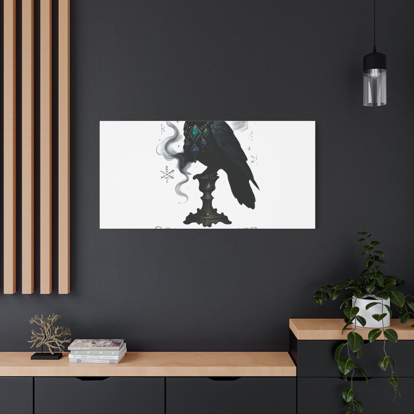 Gothic Raven Canvas Art – “Gothic Cheer, Give Me Fear” Matte Stretched Wall Decor