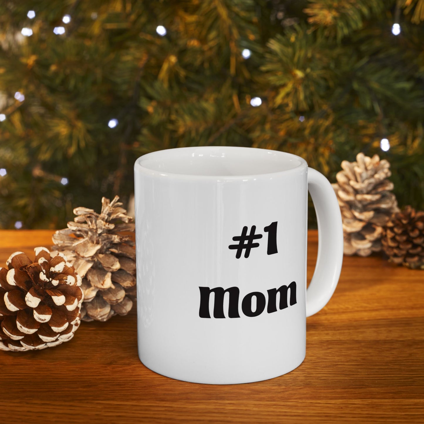 Funny Coffee Mug – “#1 Mom” Black Typography Ceramic Mug (11oz & 15oz)