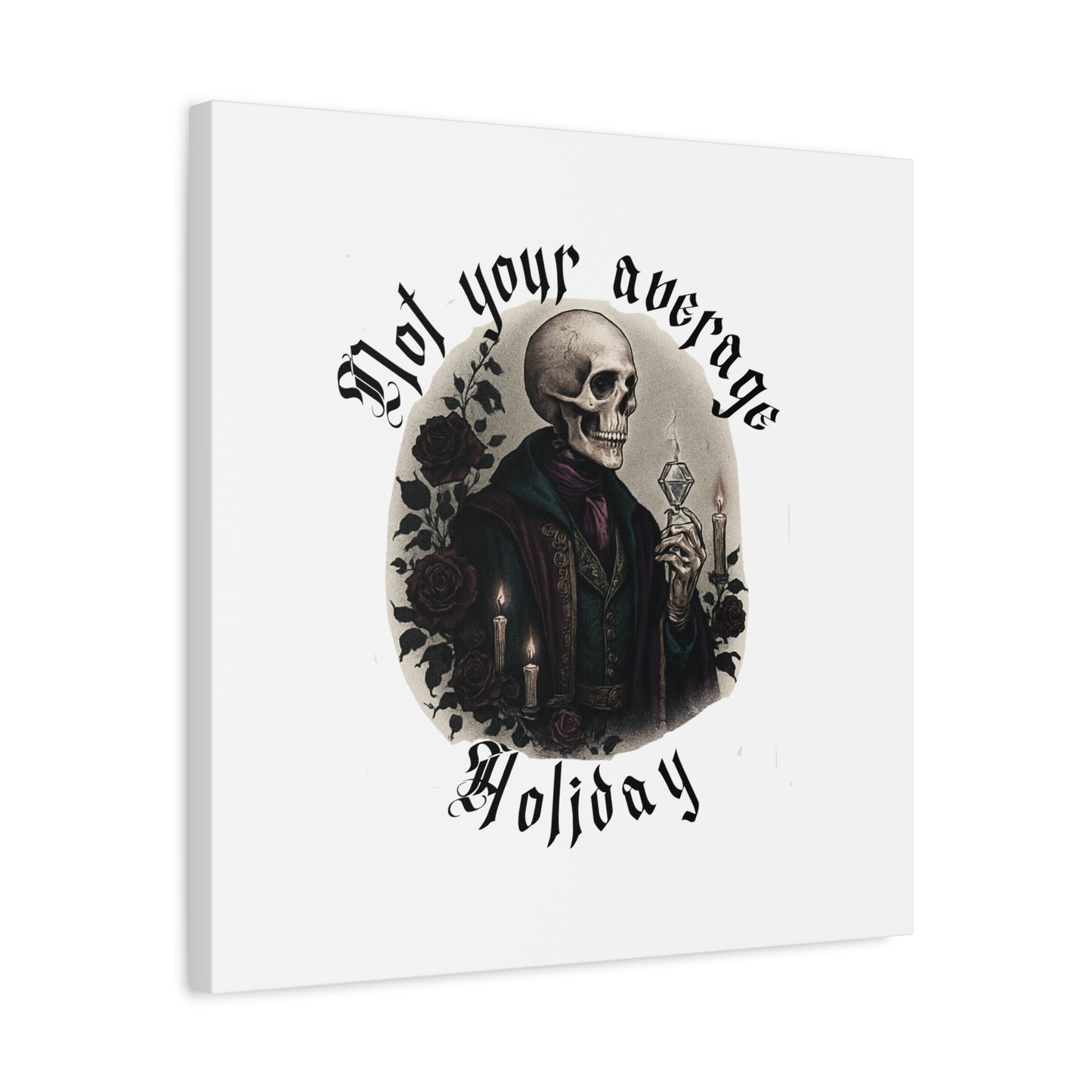 Skull Portrait Canvas Print — "Not Your Average Holiday" Gothic Wall Art