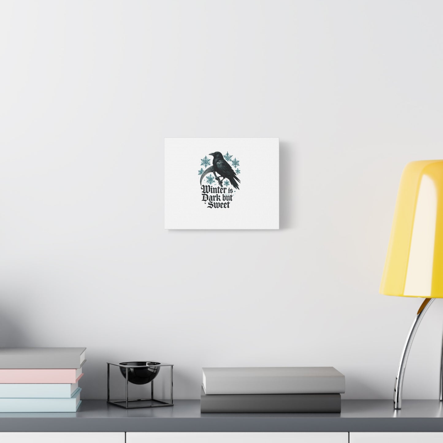 Raven Winter Canvas Art — “Winter is Dark but Sweet” Stretched Matte Print