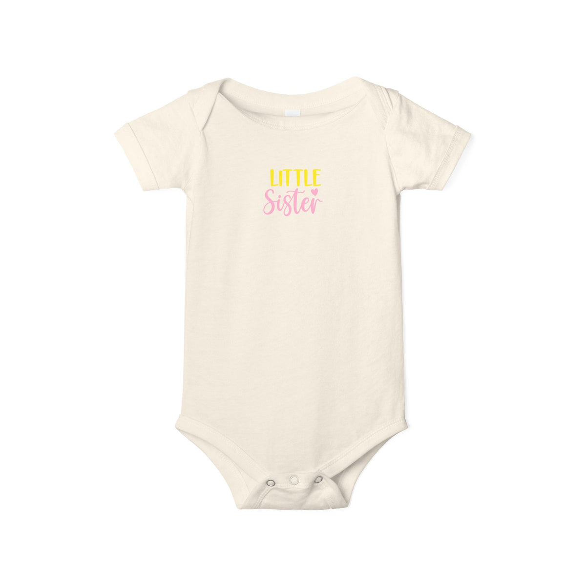 Little Sister Infant One-Piece Bodysuit – Pink & Yellow Baby Gift