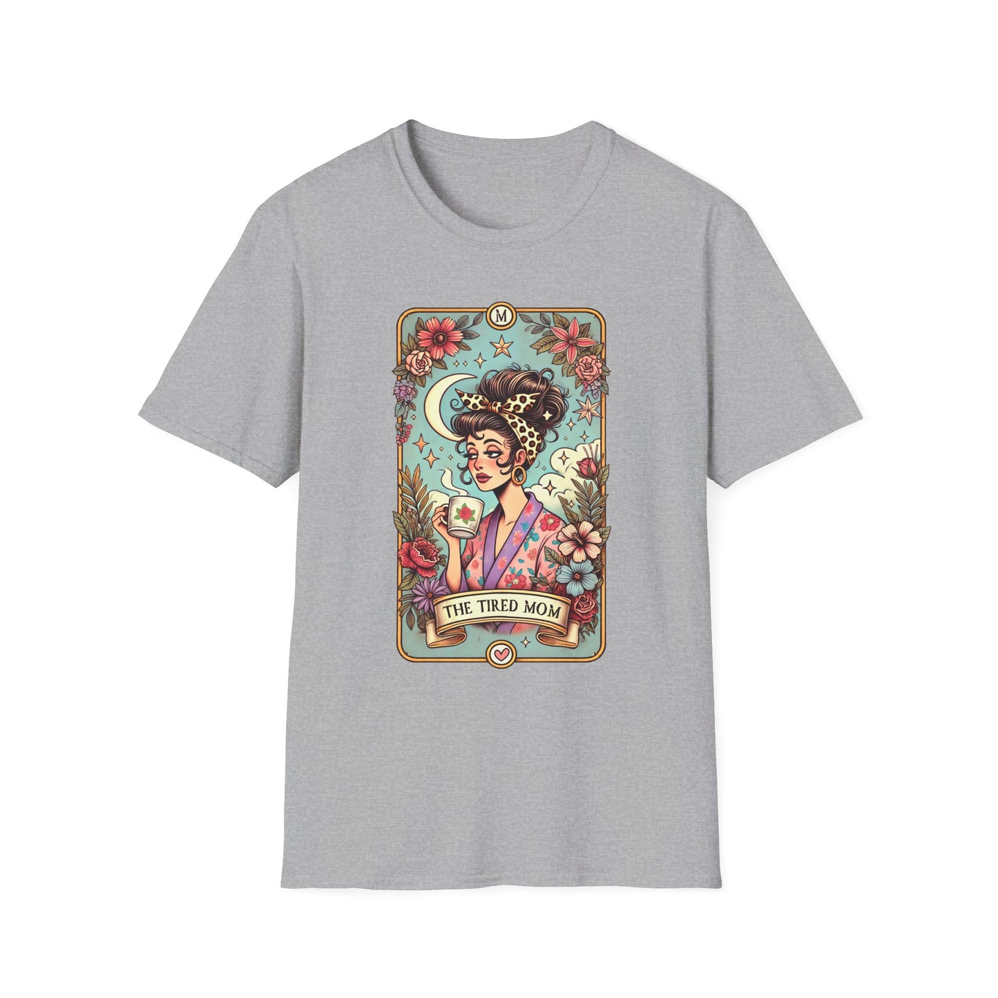 The Tired Mom Tarot Softstyle T-Shirt - Relaxed Fit Floral Design for Everyday Comfort