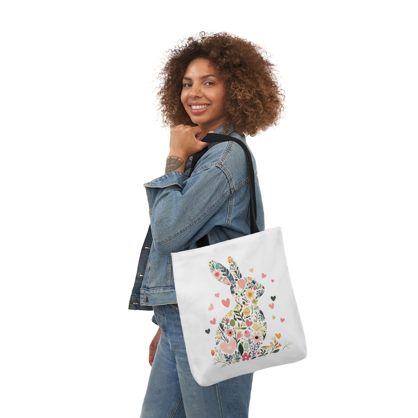 Floral Bunny Canvas Tote Bag