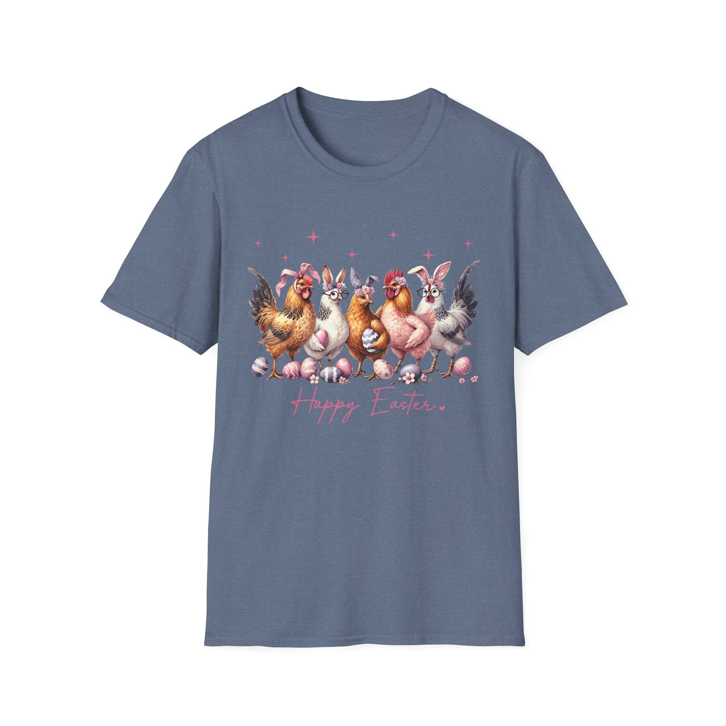 Easter Hens T-Shirt — Cute Chickens & Eggs "Happy Easter" Graphic