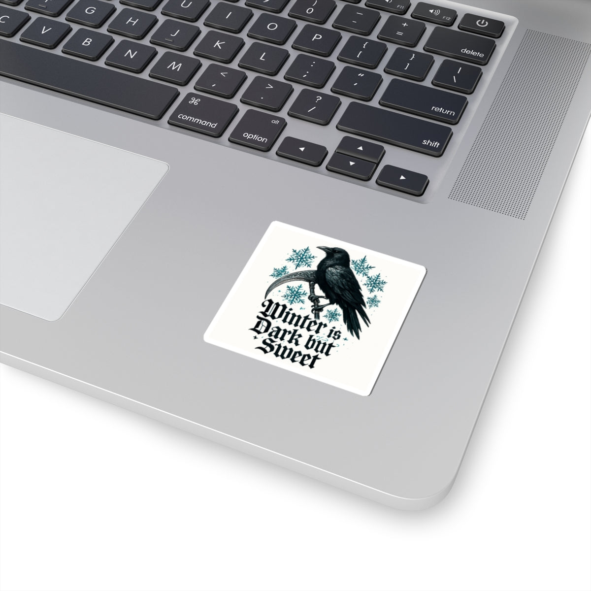 Winter Is Dark But Sweet Raven Sticker — Gothic Winter Kiss-Cut Sticker