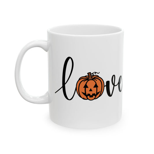 Love Pumpkin Ceramic Mug — Fall Halloween Coffee Cup (11oz & 15oz)