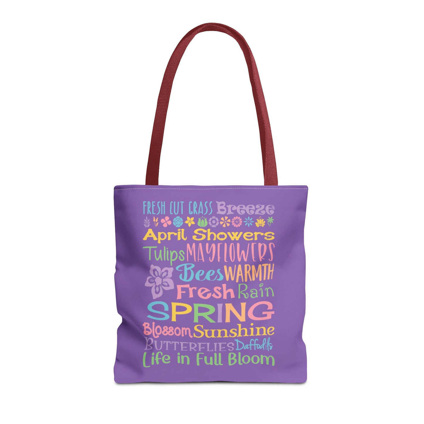 Spring Word Riot Purple Tote Bag — Pastel Floral Typography Tote