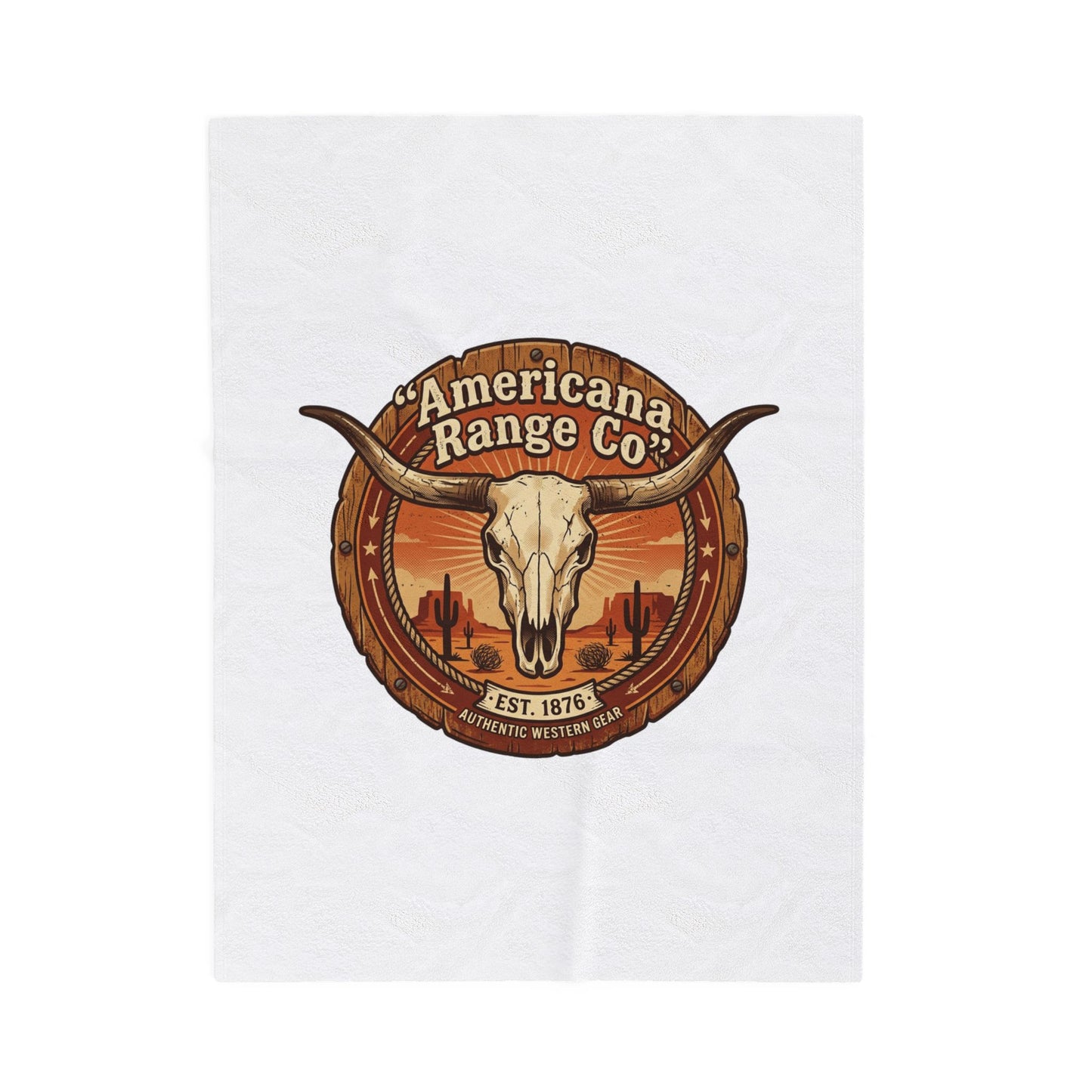 Western skull emblem Velveteen Plush Blanket | Americana, vintage desert tones