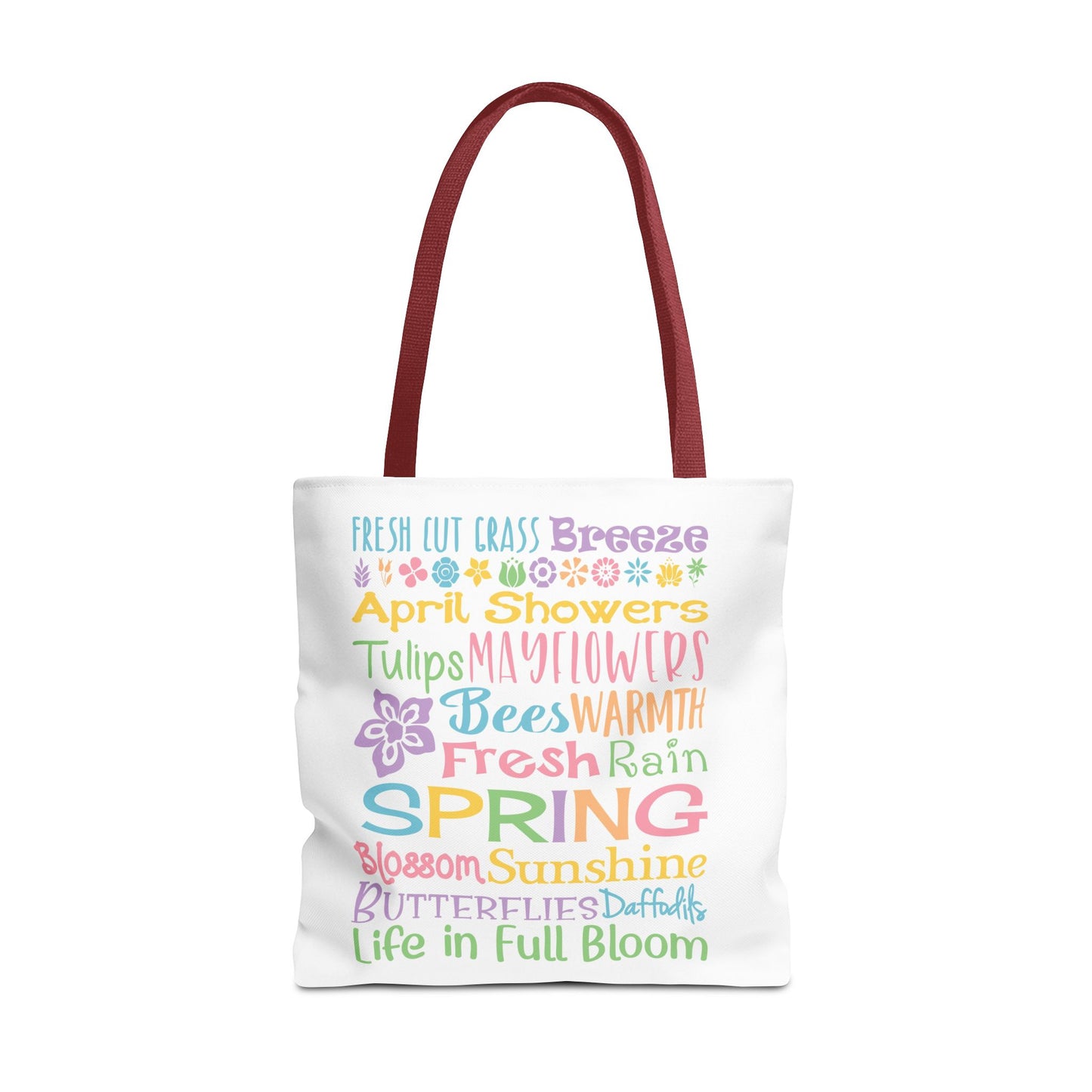Spring Words Tote Bag — Pastel Floral Typography Tote