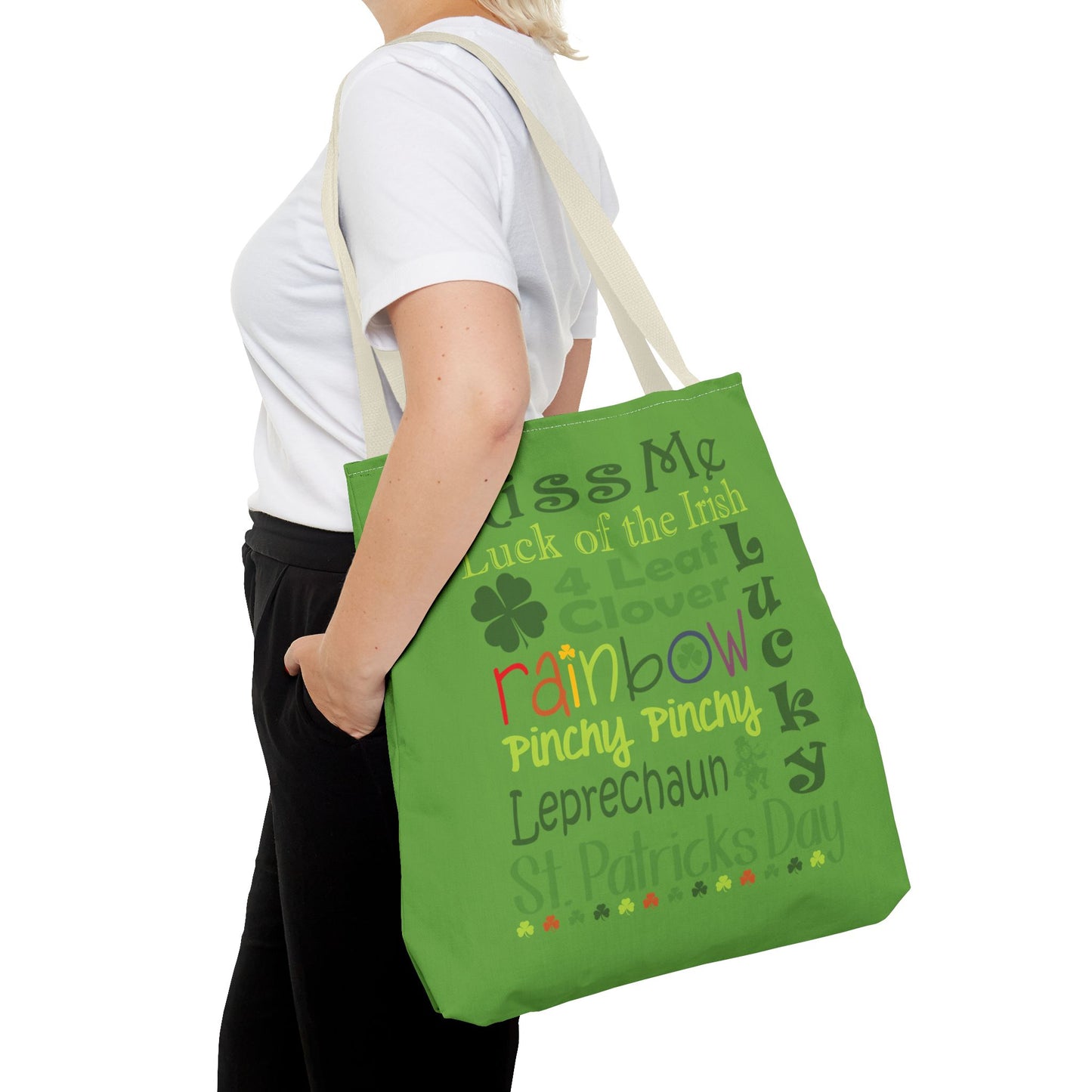 St. Patrick's Word Riot Green Tote Bag — Bold Typographic Holiday Tote - 3 Sizes