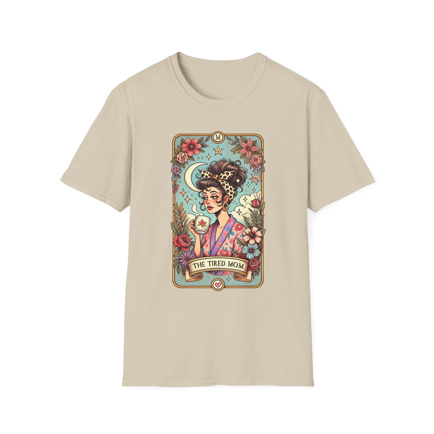 The Tired Mom Tarot Softstyle T-Shirt - Relaxed Fit Floral Design for Everyday Comfort