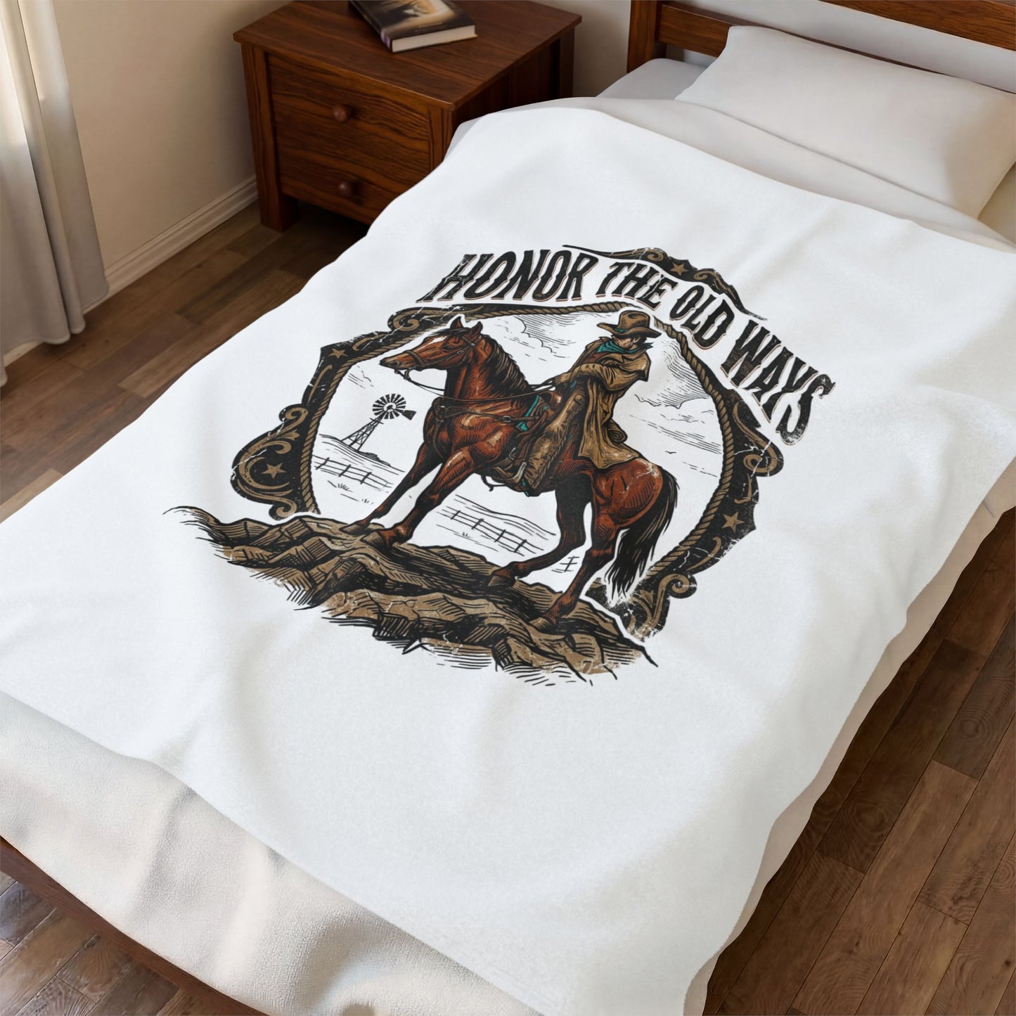 Honor the Old Ways Velveteen Blanket | Western, Americana, Vintage Rodeo