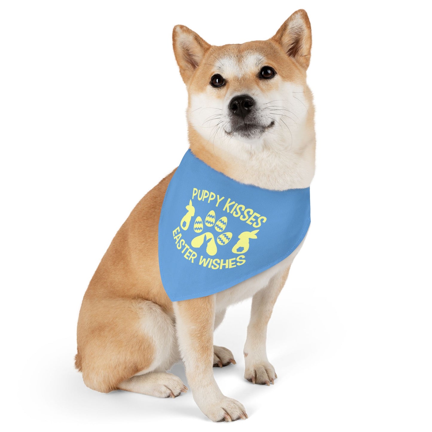 Yellow on Blue Easter-Themed Pet Bandana Collar