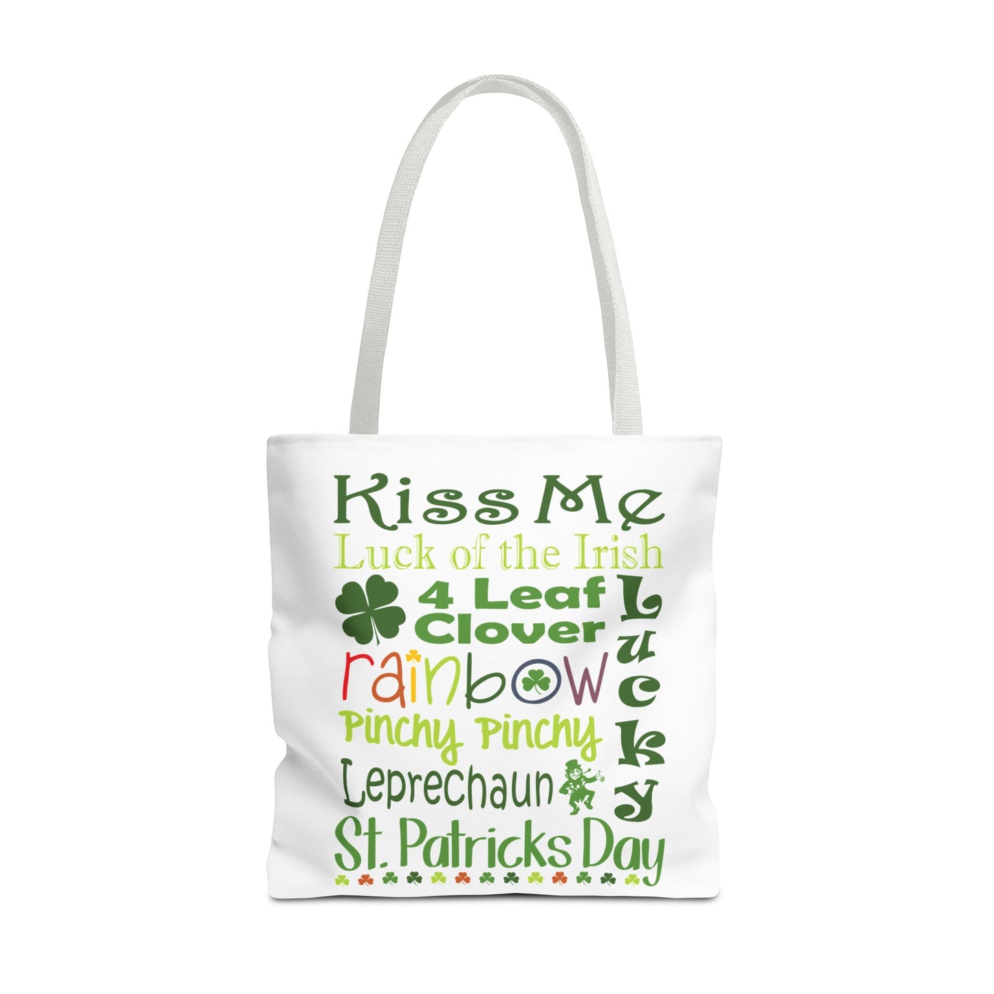 St. Patrick's Word Riot White Tote Bag — Bold Typographic Holiday Tote - 3 Sizes