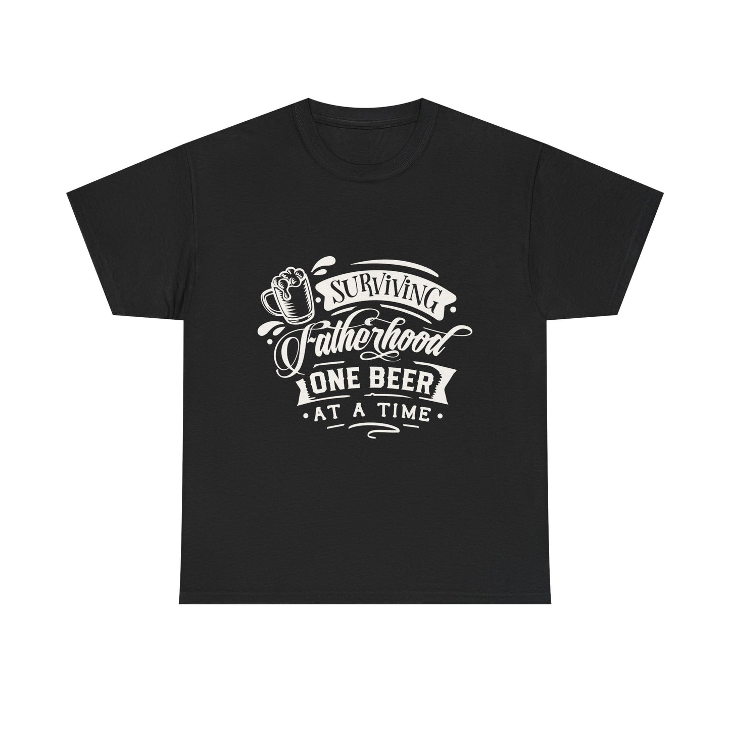 Surviving Fatherhood One Beer at a Time Dad Beer T-Shirt - Unisex Heavy Cotton Tee