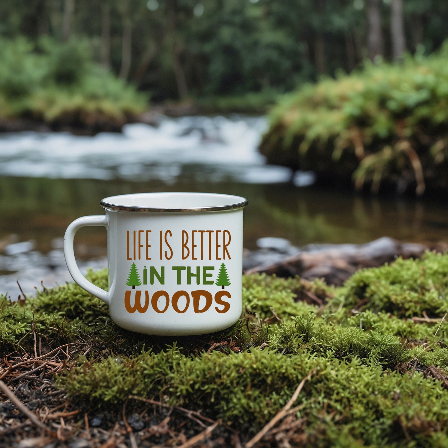Life Is Better in the Woods Enamel Camping Mug