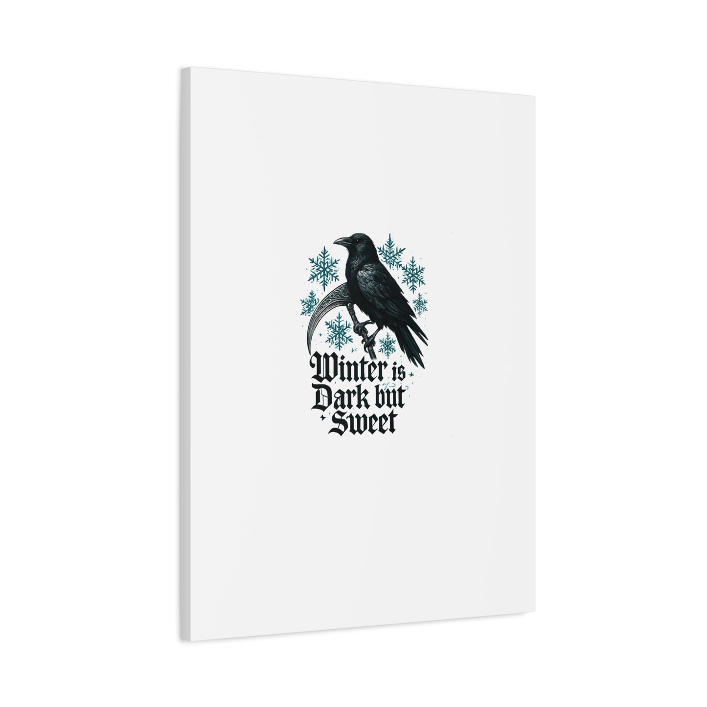 Raven Winter Canvas Art — “Winter is Dark but Sweet” Stretched Matte Print