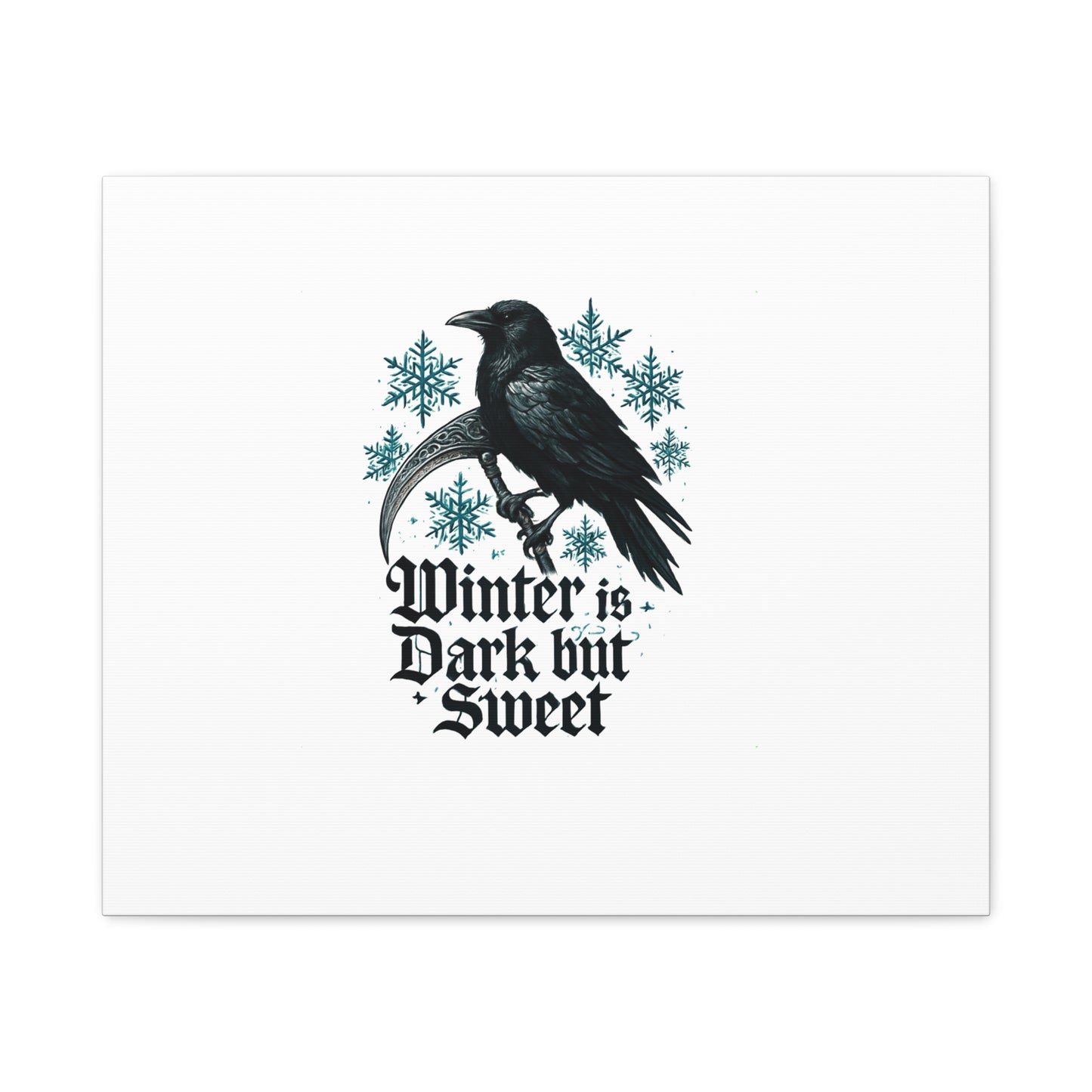 Raven Winter Canvas Art — “Winter is Dark but Sweet” Stretched Matte Print