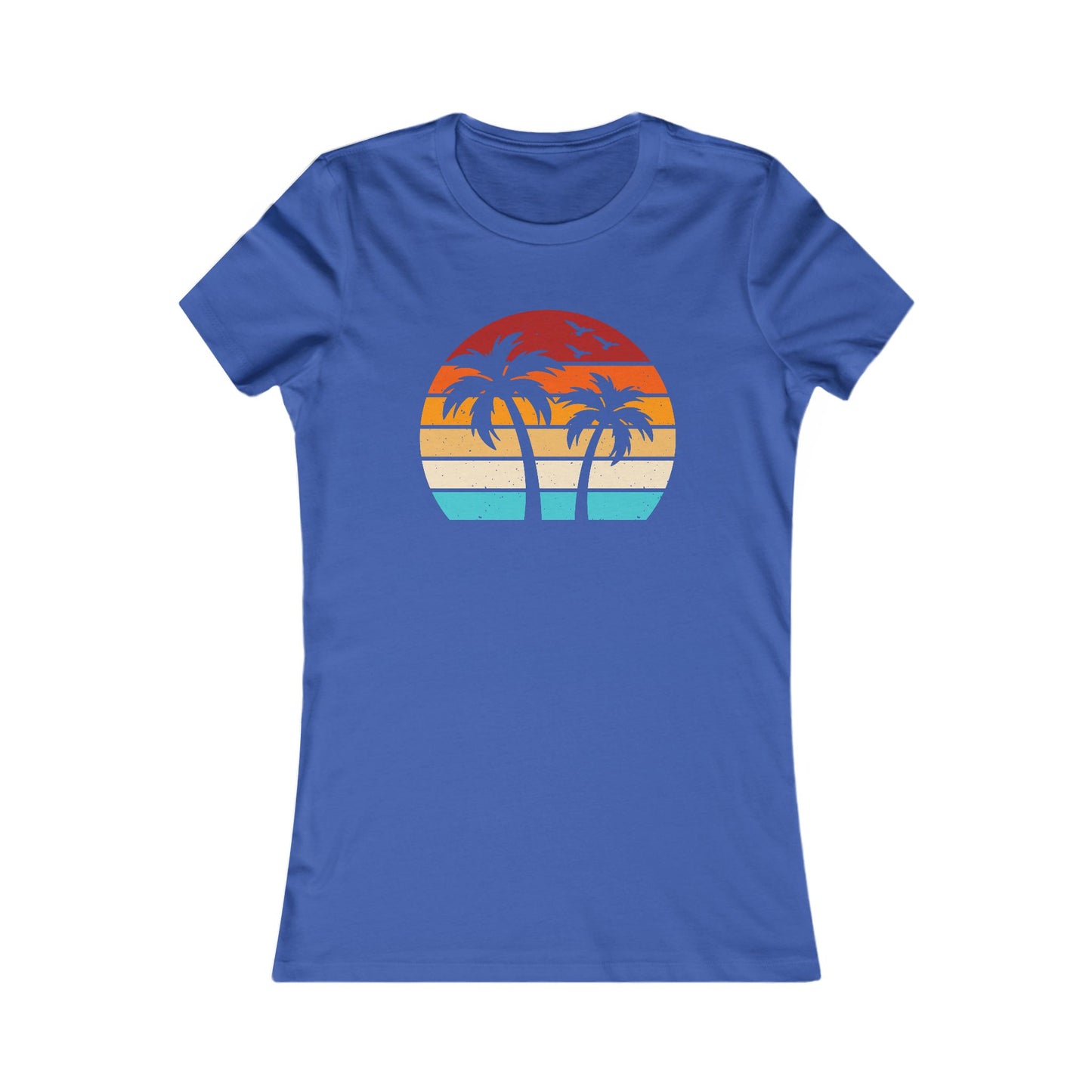 Women's Palm Sunset Tee — Retro Beach Palm Tree Graphic T-Shirt