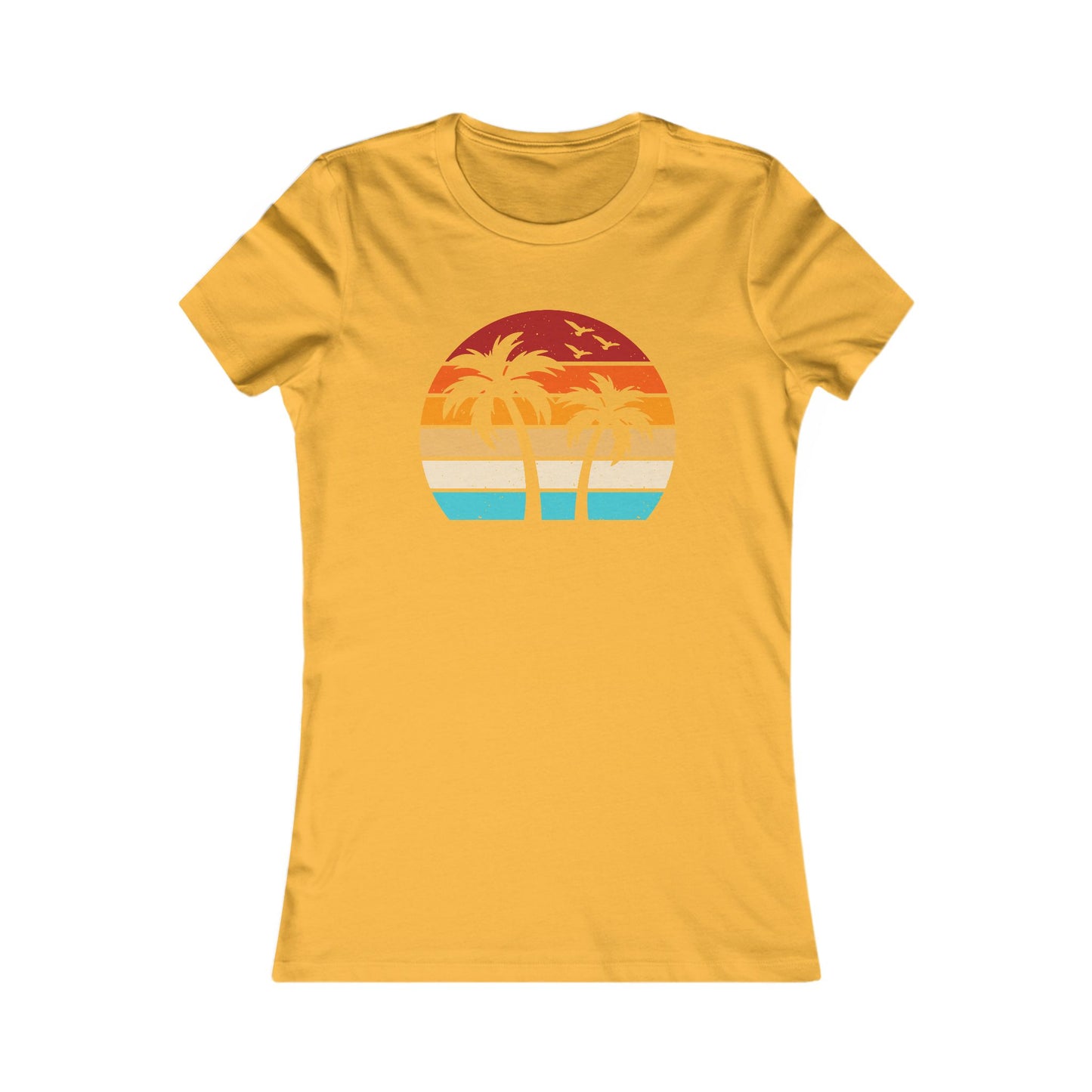 Women's Palm Sunset Tee — Retro Beach Palm Tree Graphic T-Shirt