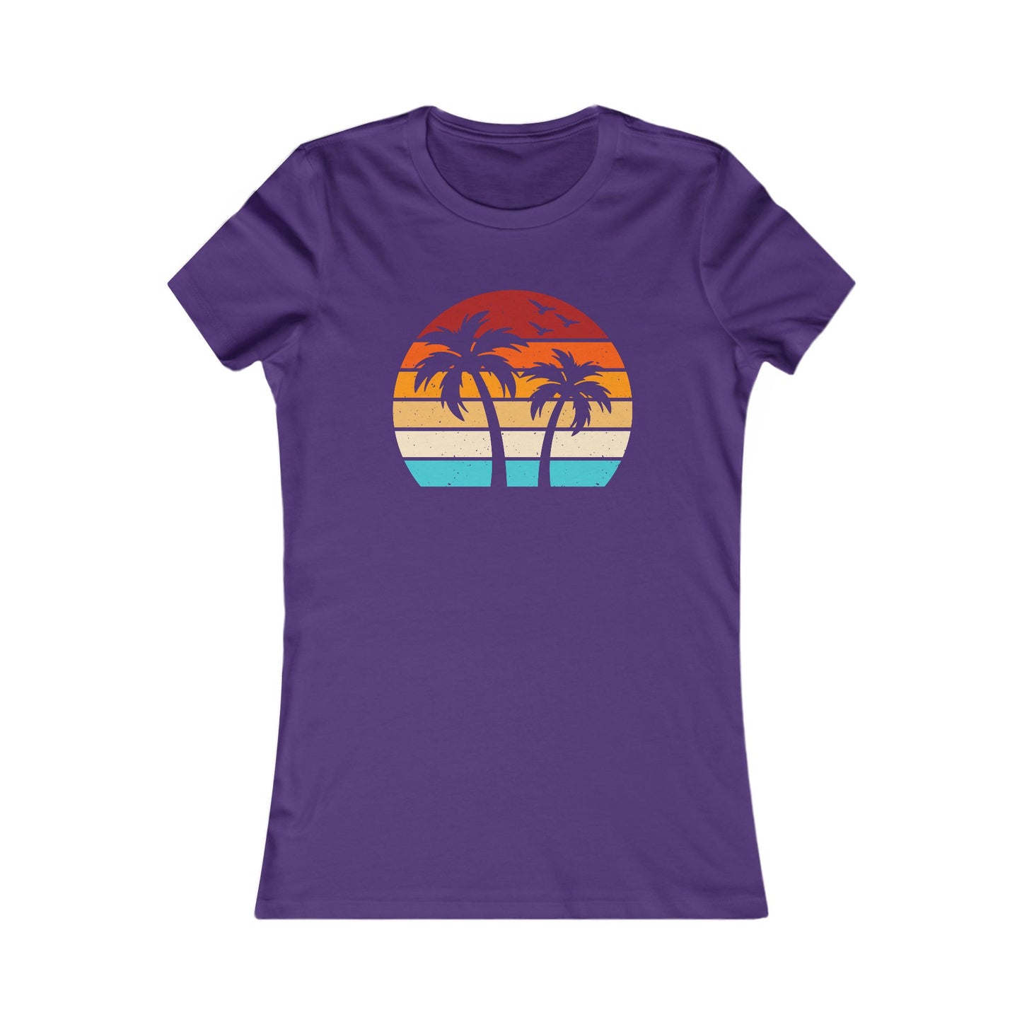 Women's Palm Sunset Tee — Retro Beach Palm Tree Graphic T-Shirt