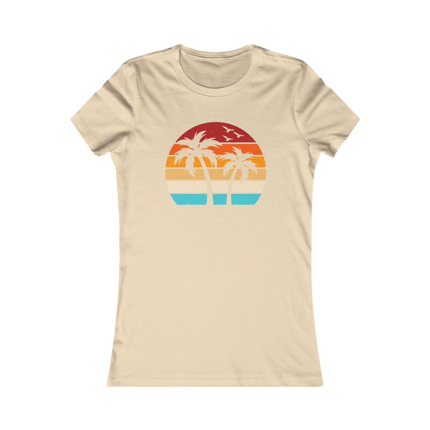 Women's Palm Sunset Tee — Retro Beach Palm Tree Graphic T-Shirt