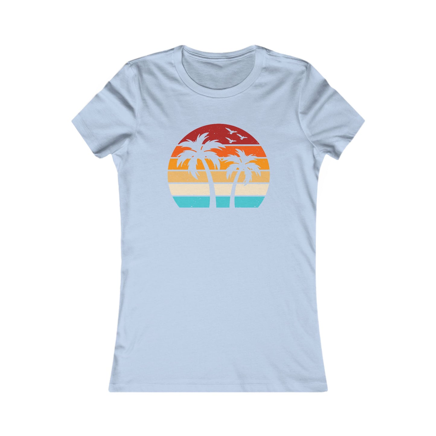 Women's Palm Sunset Tee — Retro Beach Palm Tree Graphic T-Shirt