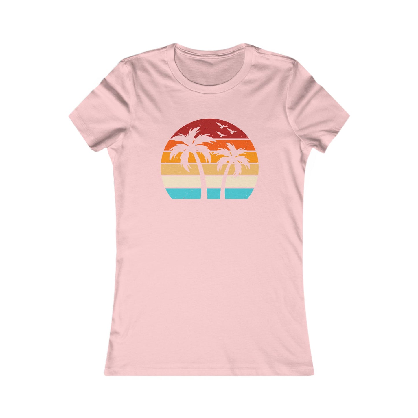 Women's Palm Sunset Tee — Retro Beach Palm Tree Graphic T-Shirt