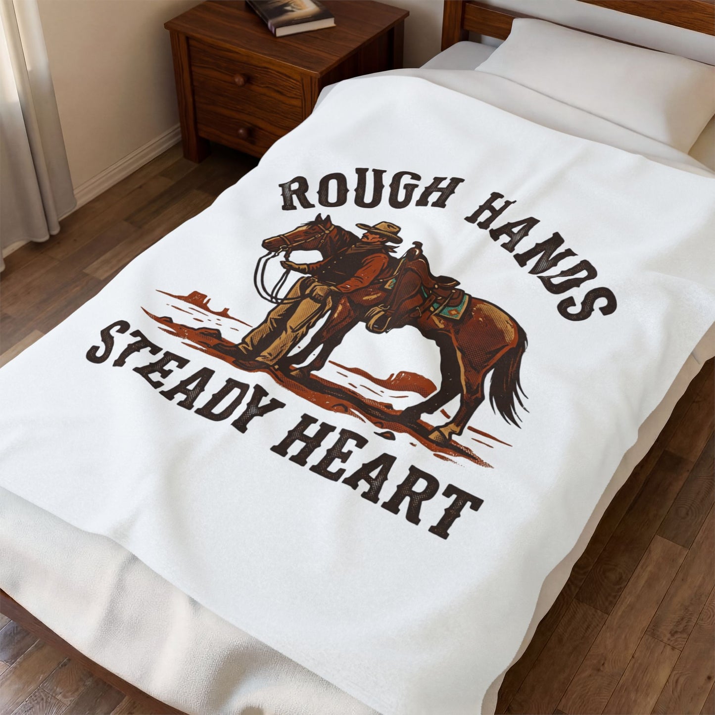 Rough Hands Steady Heart Velveteen Blanket | Western, Cowboy, Americana