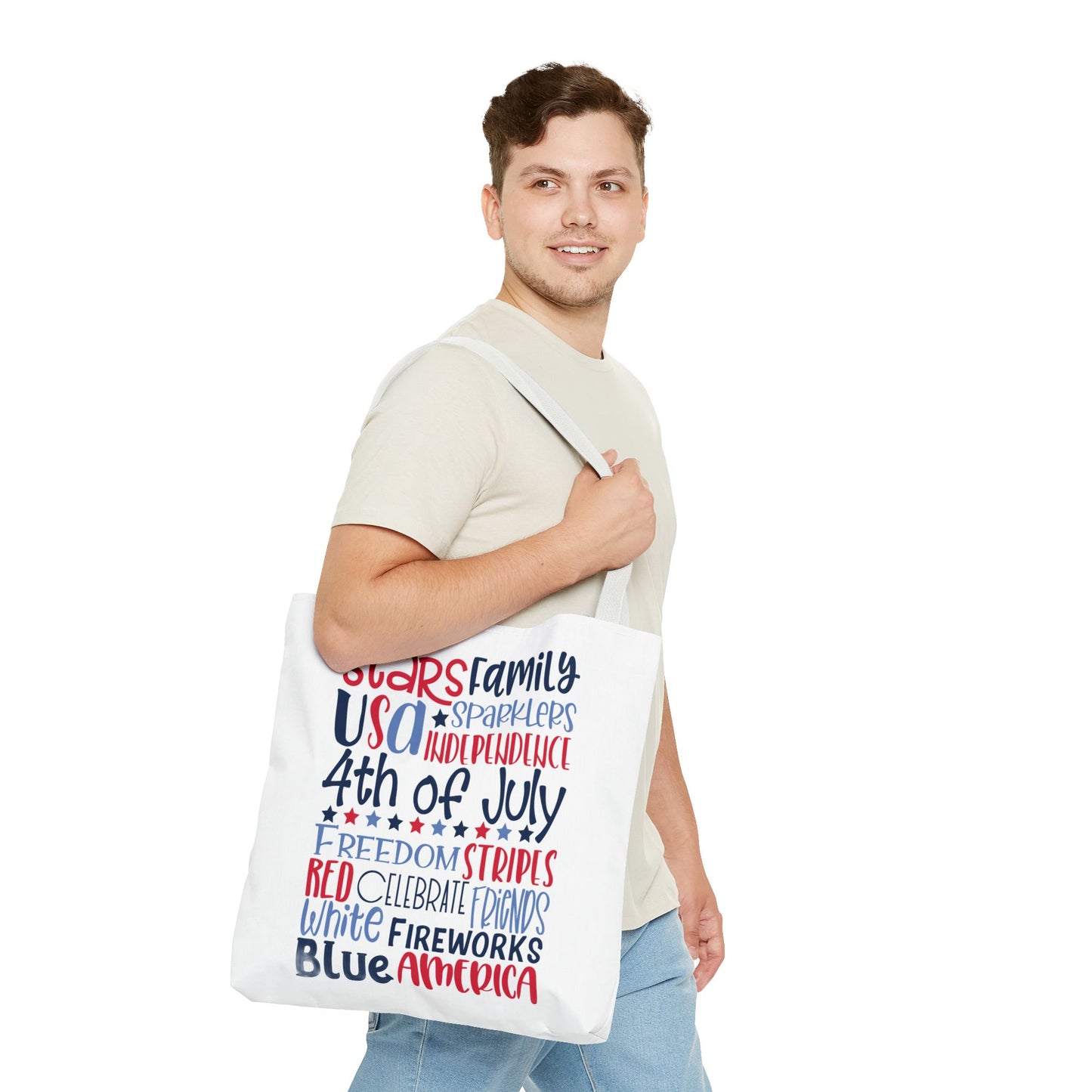 4th of July Tote Bag - USA Patriotic Stars & Stripes Independence Day Tote