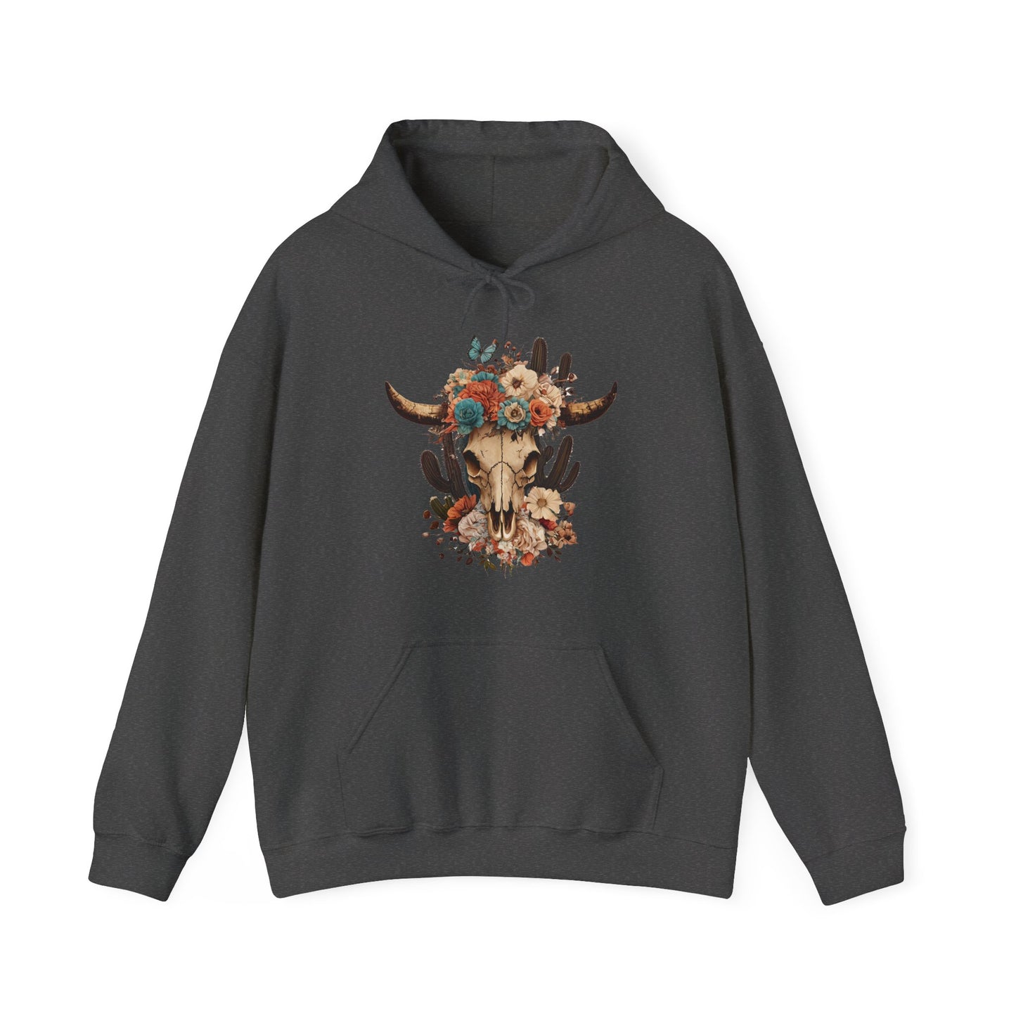 Floral Skull Women's Heavy Blend™ Hoodie, Perfect Gift for Mother's Day