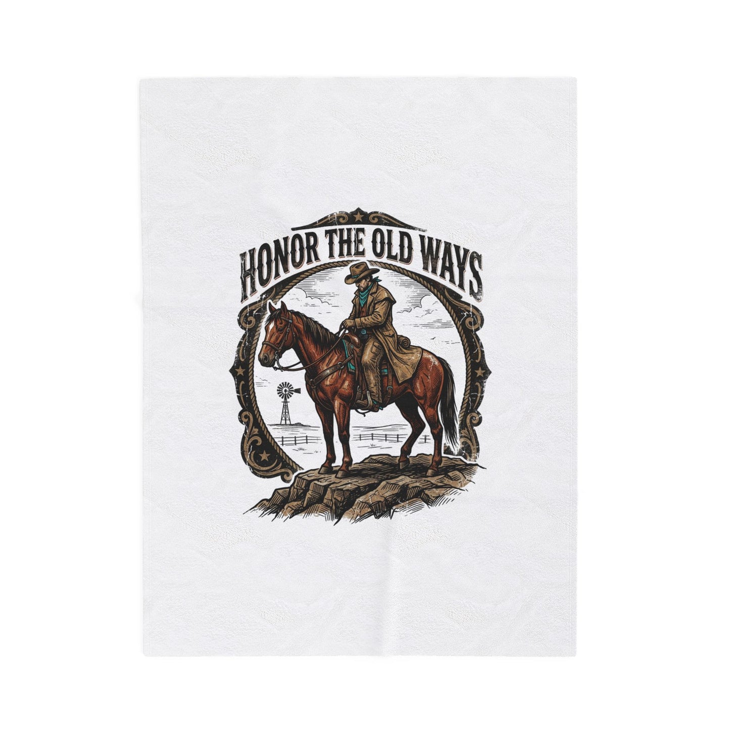 Honor the Old Ways Velveteen Blanket | Western, Americana, Vintage Rodeo