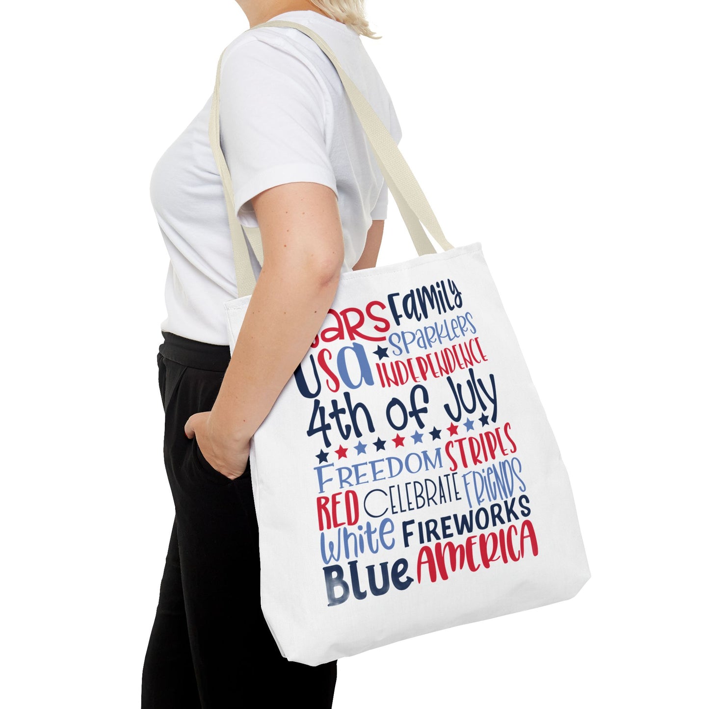 4th of July Tote Bag - USA Patriotic Stars & Stripes Independence Day Tote