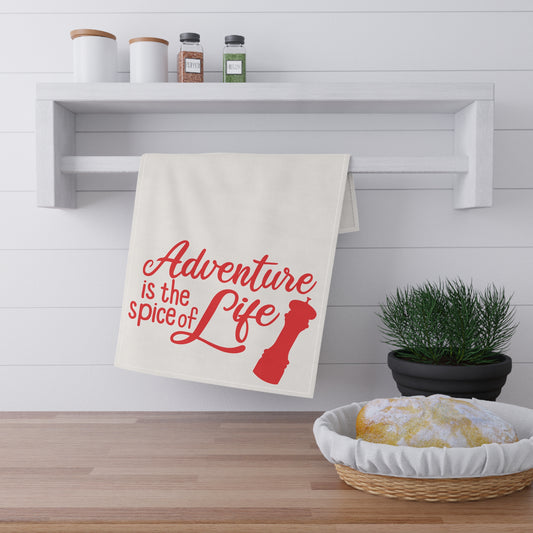Adventure is the Spice of Life Kitchen Towel - Red and White
