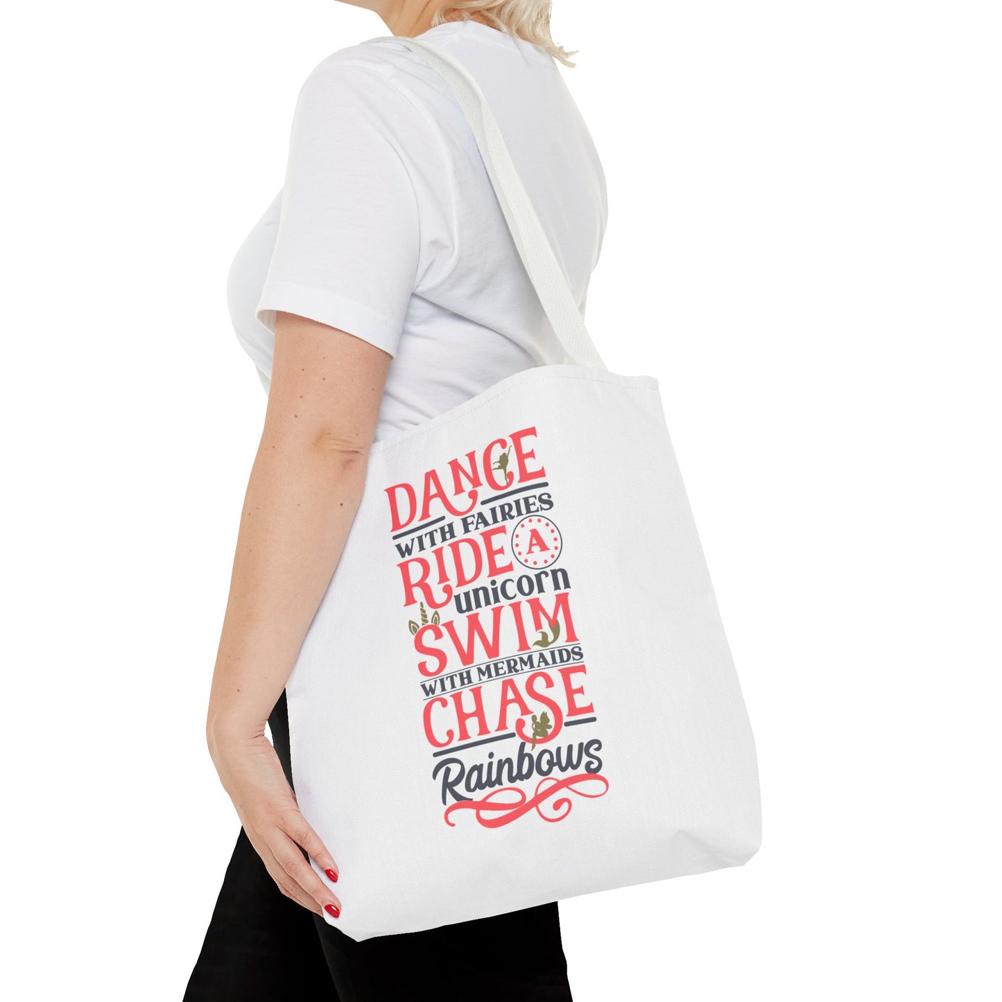 Whimsical Adventure Tote Bag - Dance with Fairies, Ride Unicorns, Swim with Mermaids