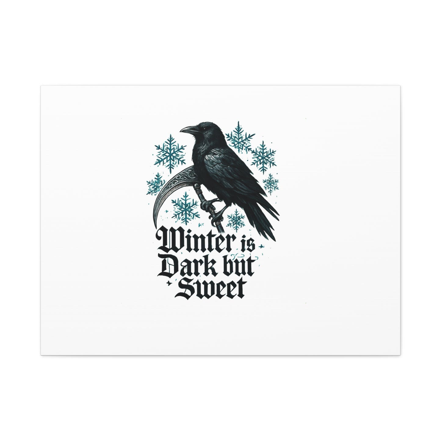 Raven Winter Canvas Art — “Winter is Dark but Sweet” Stretched Matte Print