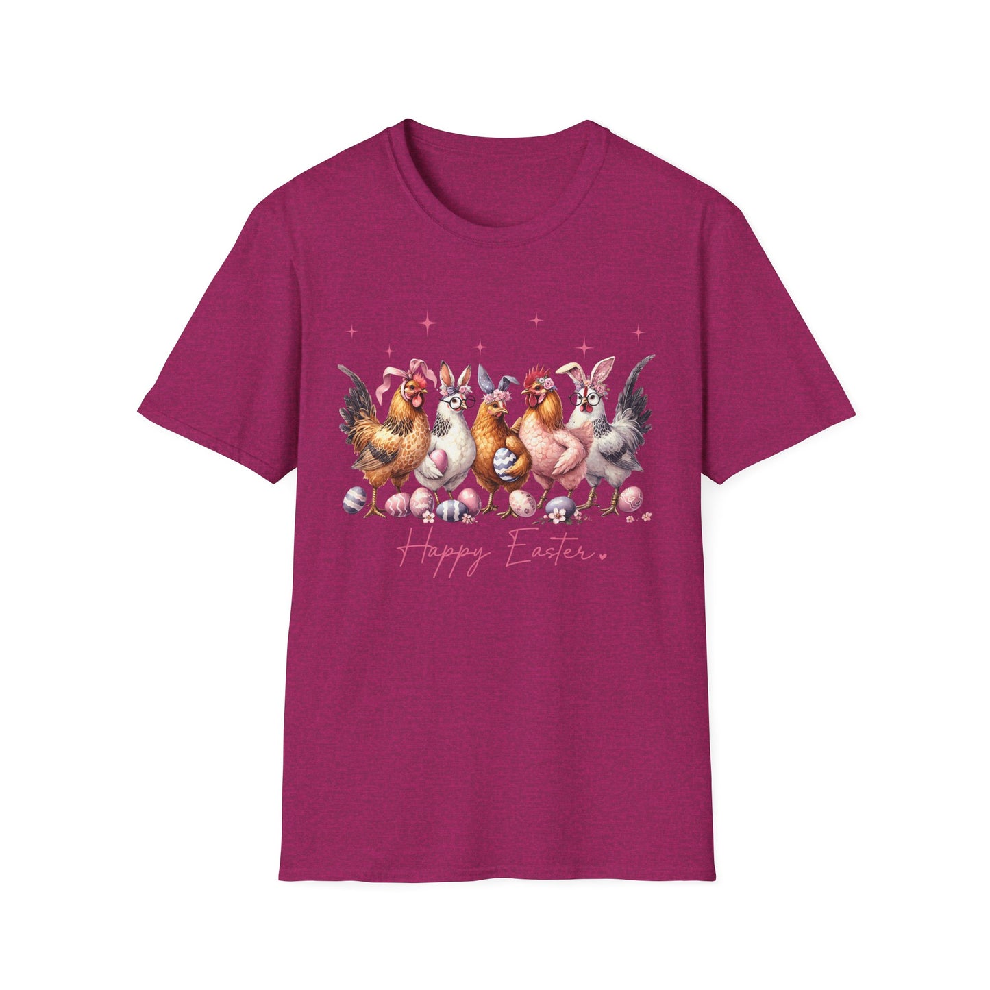 Easter Hens T-Shirt — Cute Chickens & Eggs "Happy Easter" Graphic