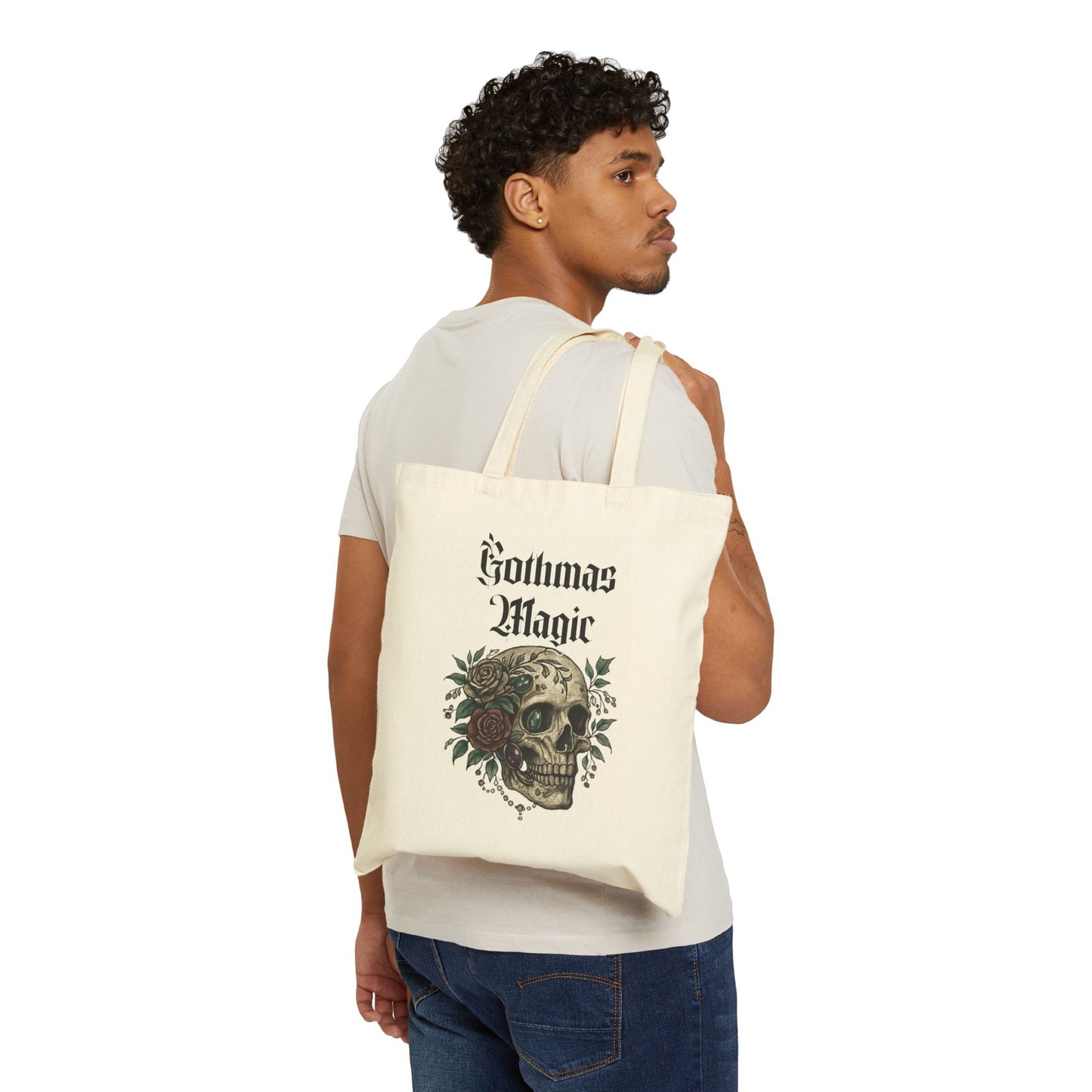 Gothmas Magic Tote Bag — Gothic Skull Holiday Canvas Tote
