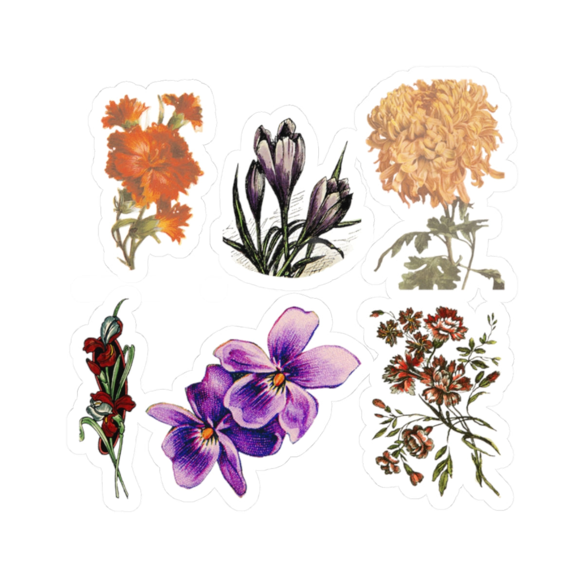 Vintage Flowers Kiss-Cut Stickers